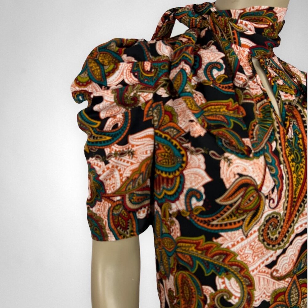 NEW YORK &‎ CO XS Paisley High-Neck Top Office Fall Print - Picture 5 of 12